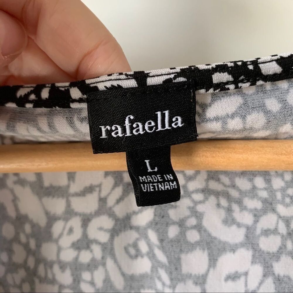 Rafaella Black White Floral Sleeveless Tank Blouse Large - Picture 5 of 6